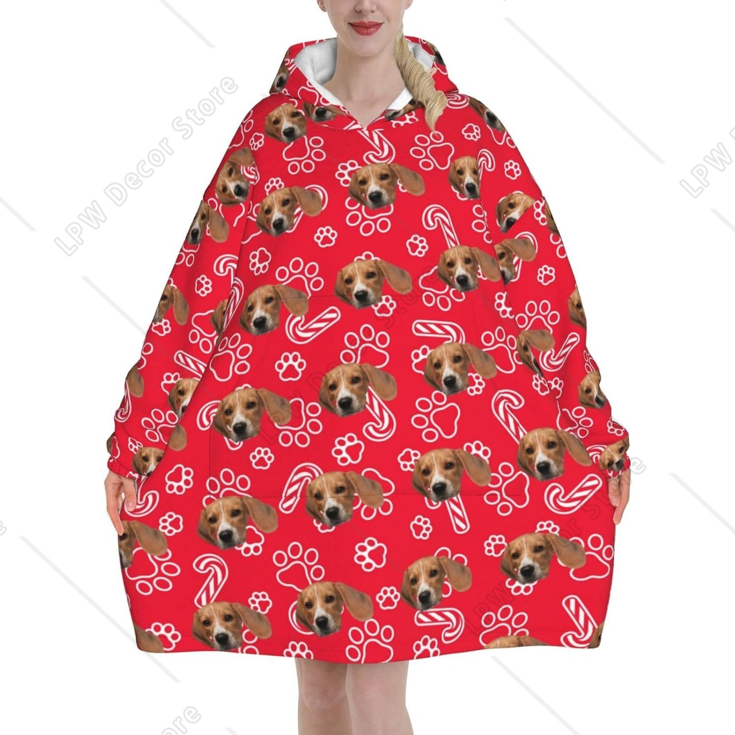 Home Textiles Photos - 맞춤형 웨어러블 블랭킷 후디 개인화된 얼굴