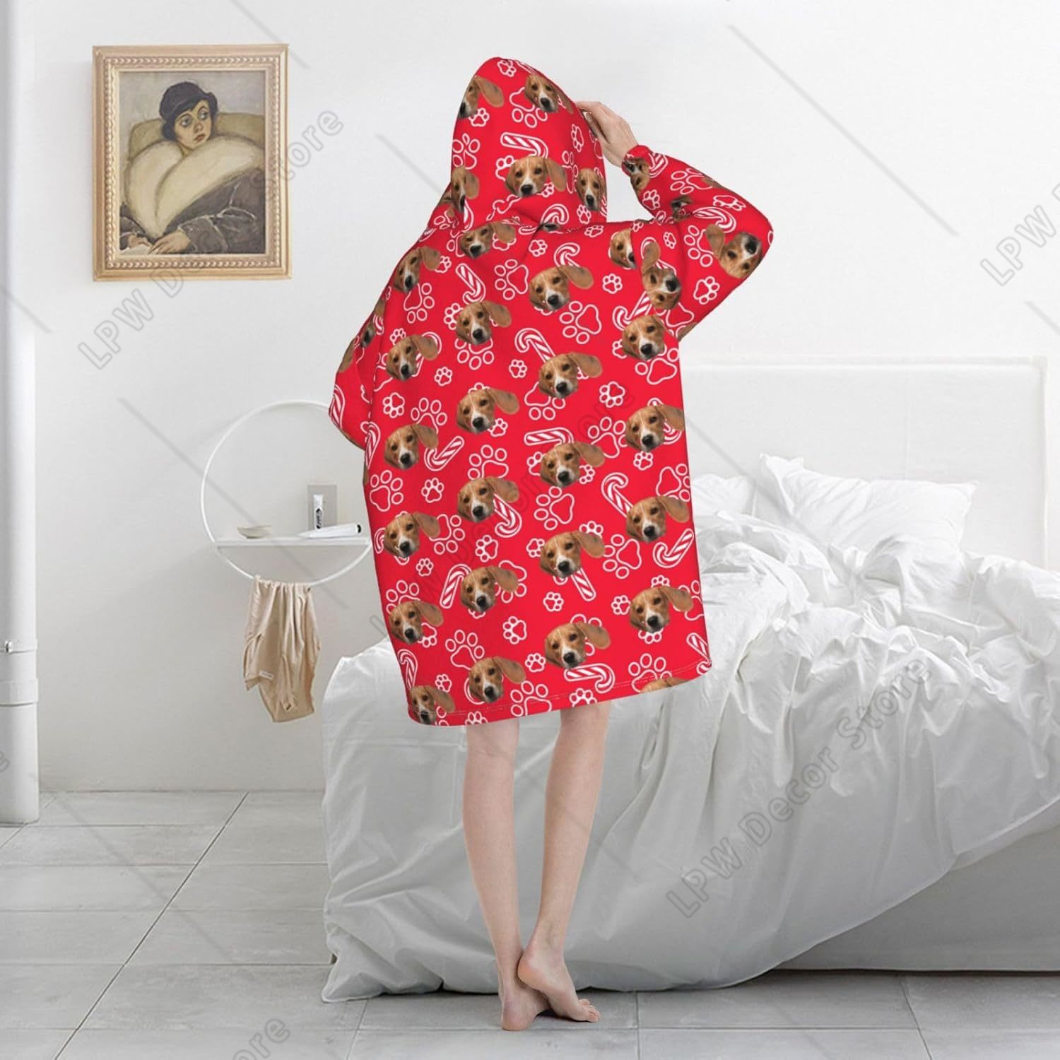 맞춤형 웨어러블 블랭킷 후디 개인화된 얼굴 사진 텍스트 - Home Textiles Photos 리뷰 및 가격