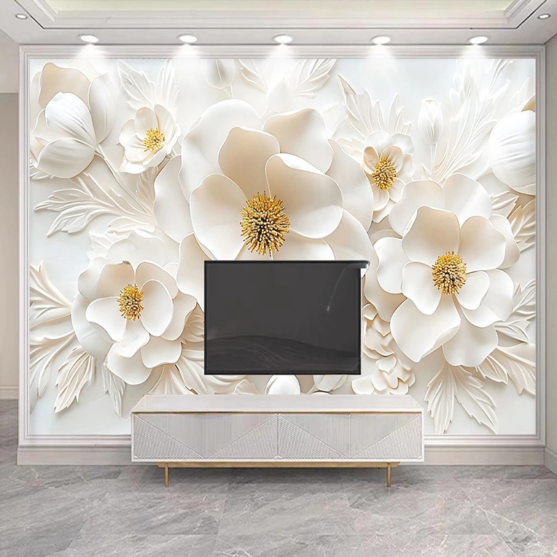 사진 벽지 조명 럭셔리 하이엔드 3D 릴리프 꽃 벽화, - Home Textiles Photos 리뷰 및 가격