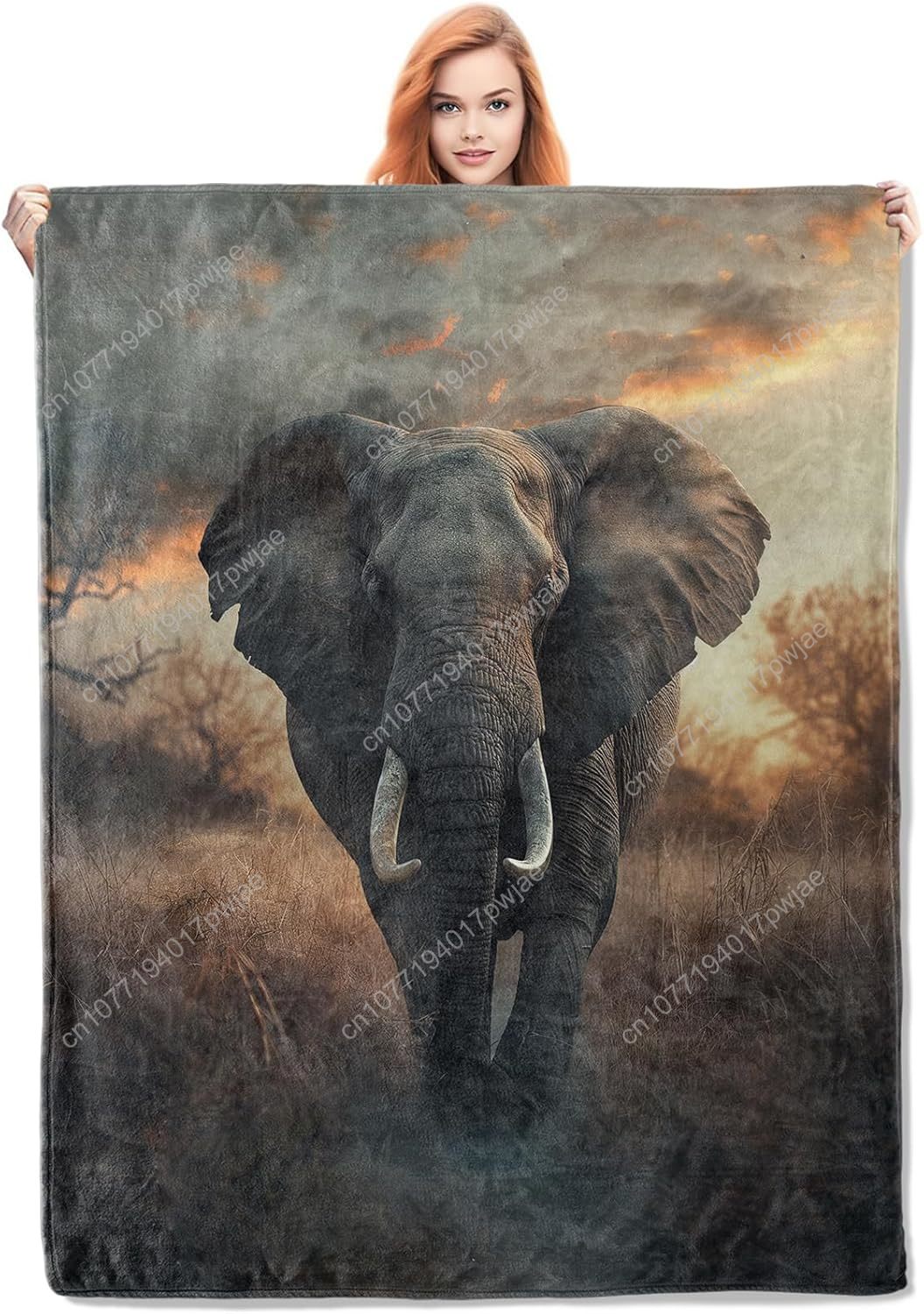 코끼리 플리스 담요, 사실적인 야생 동물 장면이 그려진 - Home Of Textiles 리뷰 및 가격