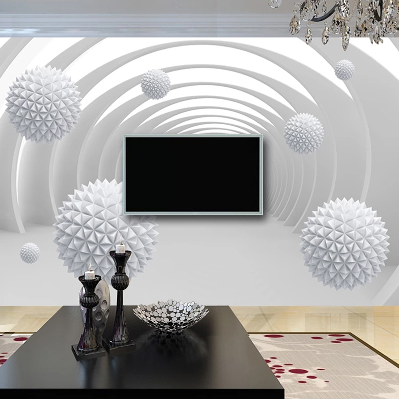 사용자 정의 사진 벽지 추상 터널 공간 원형 공 3D  - Home Textiles Photos 리뷰 및 가격