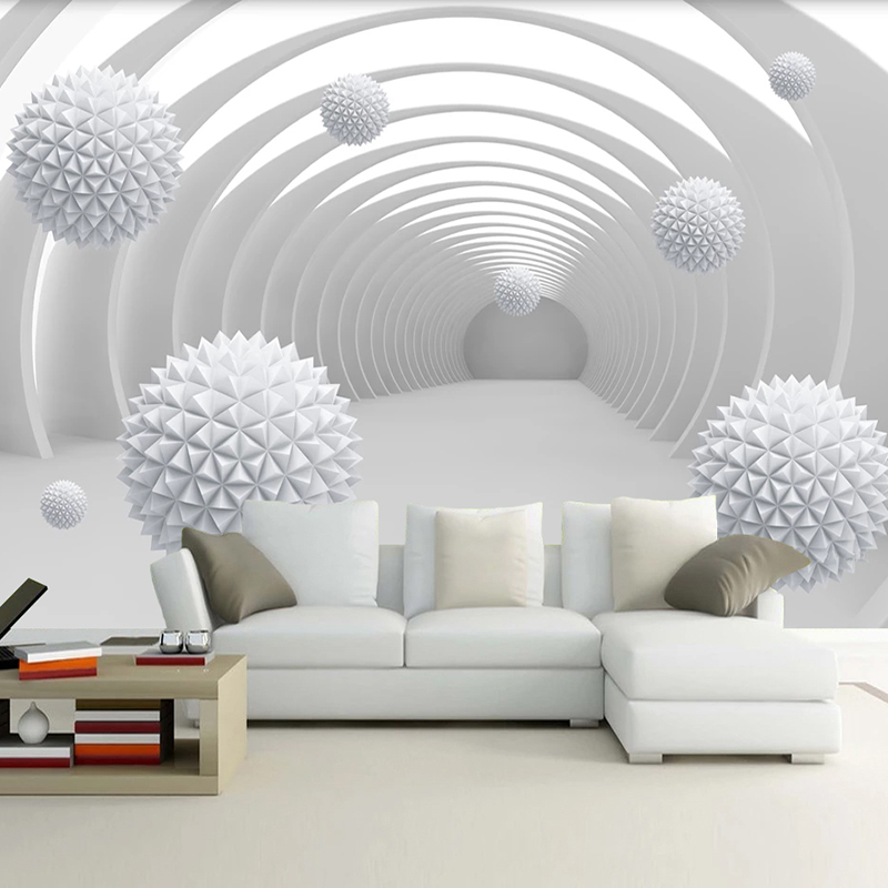 사용자 정의 사진 벽지 추상 터널 공간 원형 공 3D  - Home Textiles Photos 리뷰 및 가격