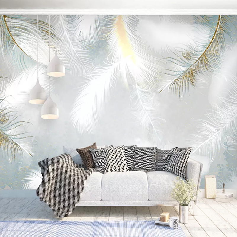 사용자 정의 사진 벽지 현대 로맨틱 화이트 깃털 3D  - Home Textiles Photos 리뷰 및 가격