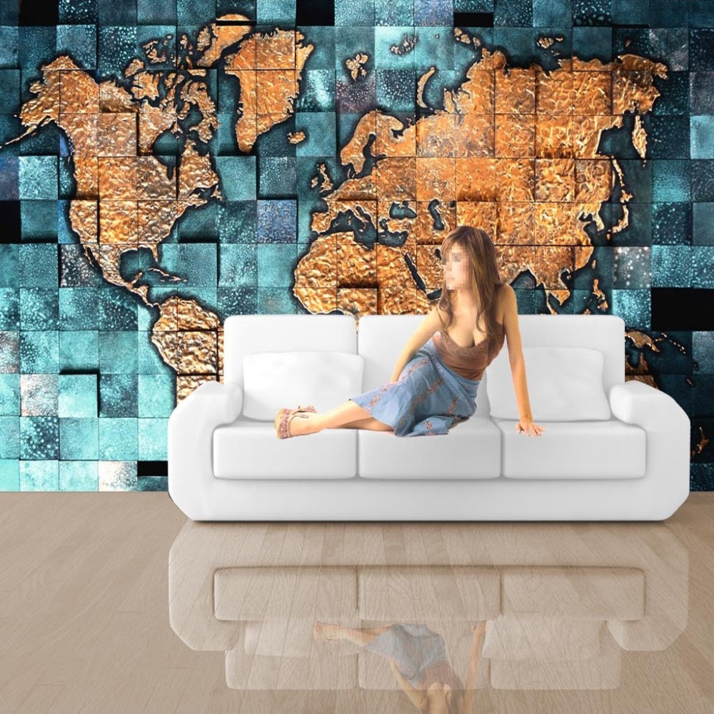 사용자 정의 모든 크기의 3D 벽화 벽지 세계지도 3D - Home Textiles Photos 리뷰 및 가격