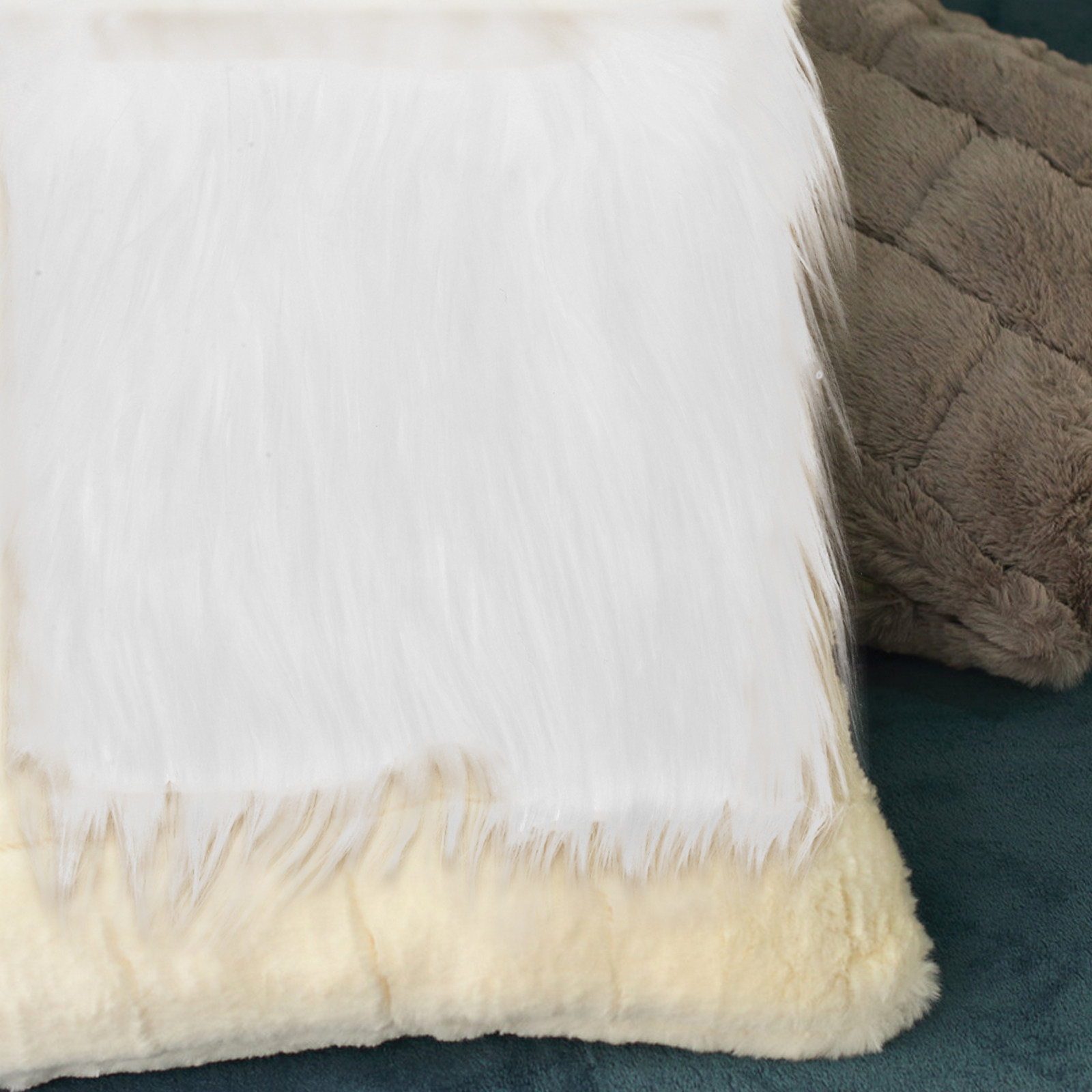 2Pcs 사각형 긴 머리 인조 직물 화이트 블랙 부드러 - Home Textiles And Decor 리뷰 및 가격
