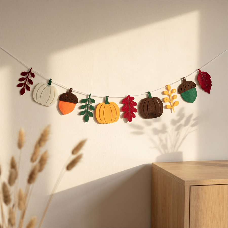 가을 호박잎 깃발 수확 축제 벽난로 테라스 추수감사절  - Home Textiles And Decor 리뷰 및 가격