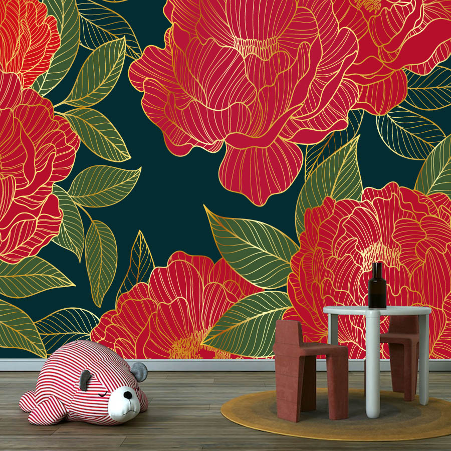 20+ 꽃무늬 붉은 모란 자연 사진 벽지 거실 침실 벽 - Home Textiles Photos 리뷰 및 가격