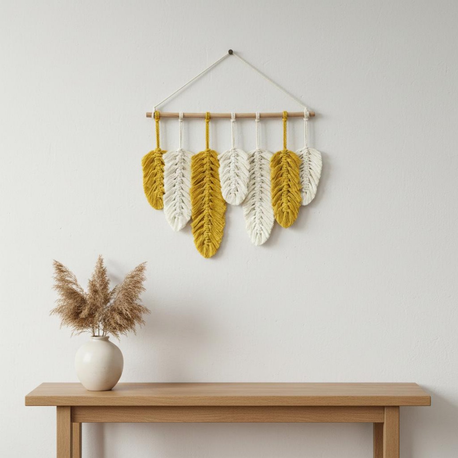 마크라메 깃털 벽걸이 수공예 나뭇잎 벽걸이 나뭇잎 태슬 - Home Textiles And Decor 리뷰 및 가격